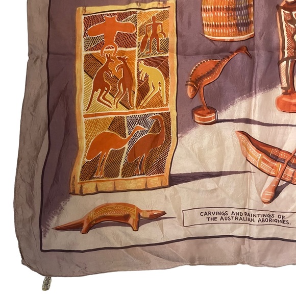 Vintage Australian Aboriginal Art Scarf Designed by Neil Silk Rayon - Picture 4 of 12